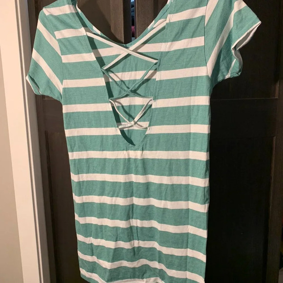 Lagaci Swim cover-up - green and white stripes - Picture 4 of 5